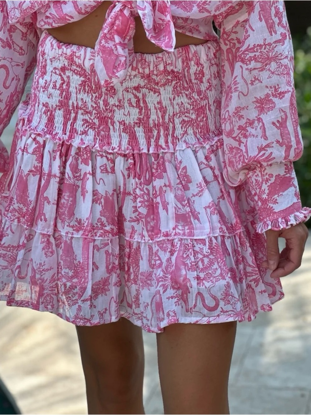 Pink Printed Mini Skirt